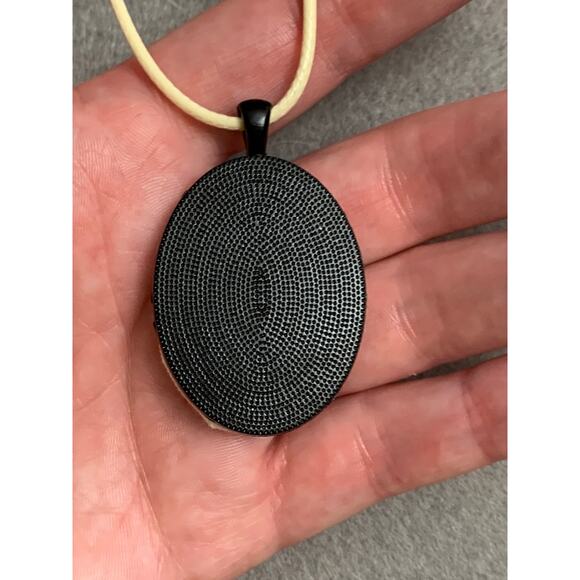 Delicate Wildflower Embroidery Necklace in Bezel - Handmade Jewelry - Picture 4 of 5